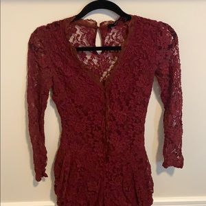 Red lace romper.